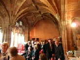 Vaulted ceiling of the temporary choir school at Worcester Cathedral